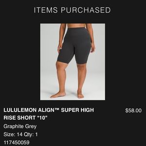 LULULEMON ALIGN™ SUPER HIGH RISE SHORT *10" Graphite Grey